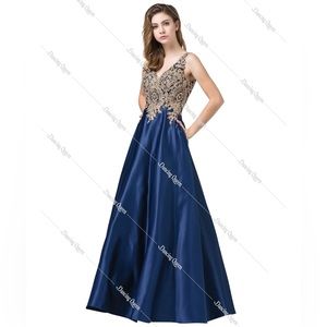 NWT Prom/Formal Dress- Navy and Gold Size 24